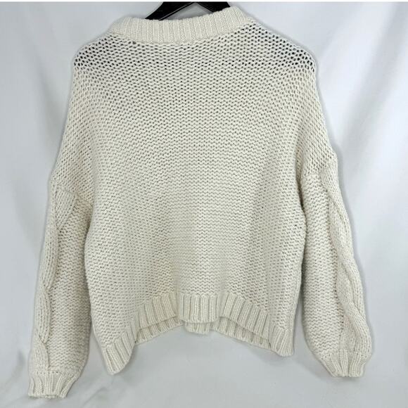Aerie Chunky Knit Sweater Womens Small Ivory Cream Oversized Pullover Cozy Fall - Picture 2 of 4